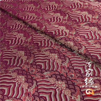 Wave Silk Brocade Fabric: Jacquard Damask, Upholstery & Costume (29.5"W)