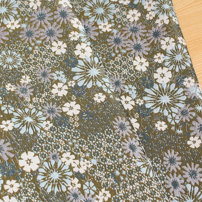 Floral Jacquard Woven Fabric: Olive Green Reversible Upholstery, 54"W