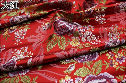 Silk Brocade Fabric: 3D Peony Flower Design, Wedding Apparel (By 1 Meter)