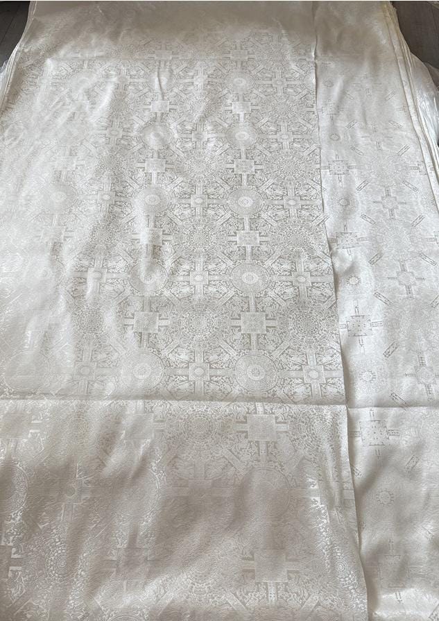 Pure white baoxiang jacquard with subtle embossed patterns, Sewing, Upholstery, 57"Wide