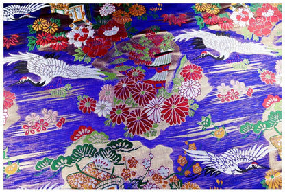 Crane Jacquard Satin Fabric: Birds Pattern Brocade, Costume Decor