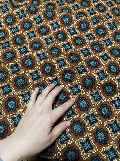 Tissu de coton japonais : imprimé floral à carreaux, matériel de couture