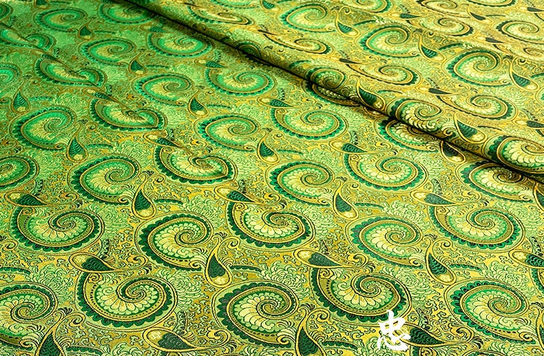 Damask Paisley Cheongsam Fabric: Golden Brown Upholstery Material