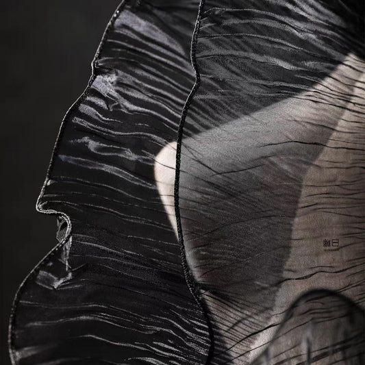 Tissu organza à volants 3D : texture rigide bicolore (13 cm de large)