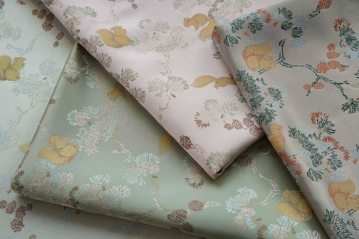 Squirrel Brocade Fabric: 55" Rayon Blend Damask - Tibetan Style