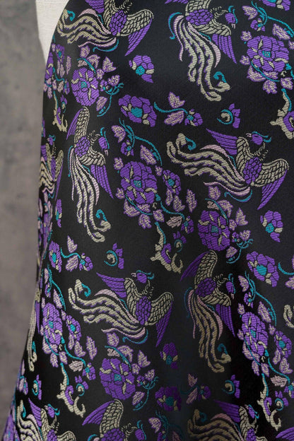 Tissu jacquard pivoine Phoenix Delight : style dynastie Song chinoise, 150 cm de large