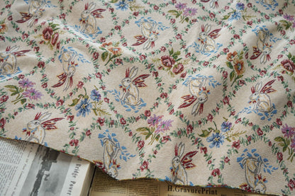 Rabbit Zoo Jacquard Fabric: Autumn Winter Upholstery, Sewing Material (59"W By 1 Meter)