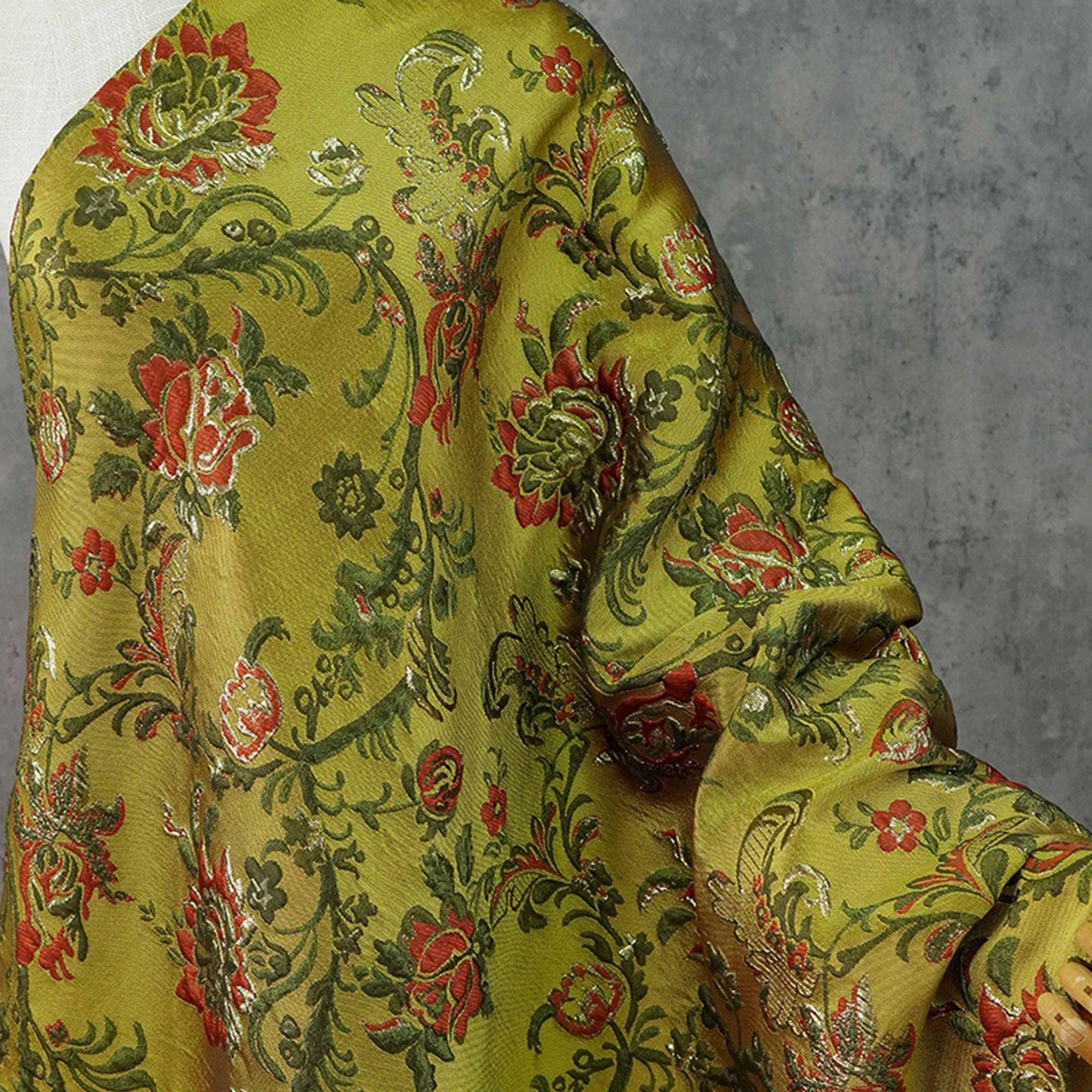 Baroque Floral Jacquard Brocade Fabric: European Palace Style, 57"