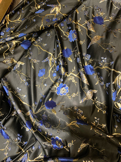 Metallic Brocade Fabric: Damask Jacquard Satin, 59"W, Upholstery & Sewing