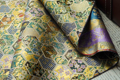 Gold Brocade Jacquard Fabric: Tortoise Shell Pattern, Luxury Upholstery