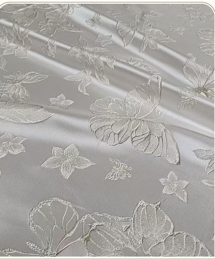 Butterfly 3D Embossed Woven Jacquard Fabric for Dressmaking & Crafts, 58"Wide