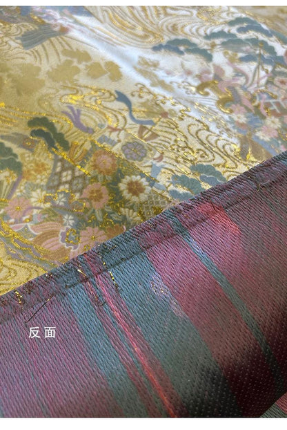 Kirin Nishijin Silk Brocade Fabric: Colorful Japanese Upholstery, Costume, Decor (58" Wide)