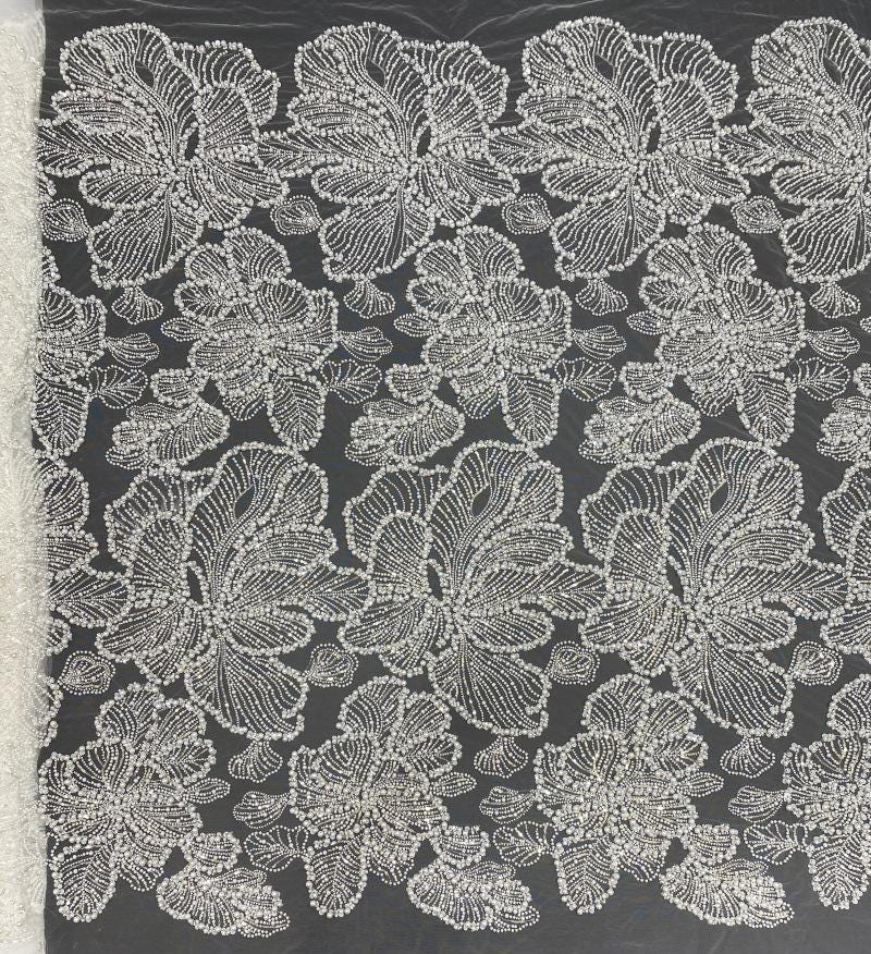 Luxury Pearl Sequin Embroidered Fabric ��� Bridal Wedding Dress, Evening Gown & Couture Fashion Textile, Wedding dress fabr"Wide