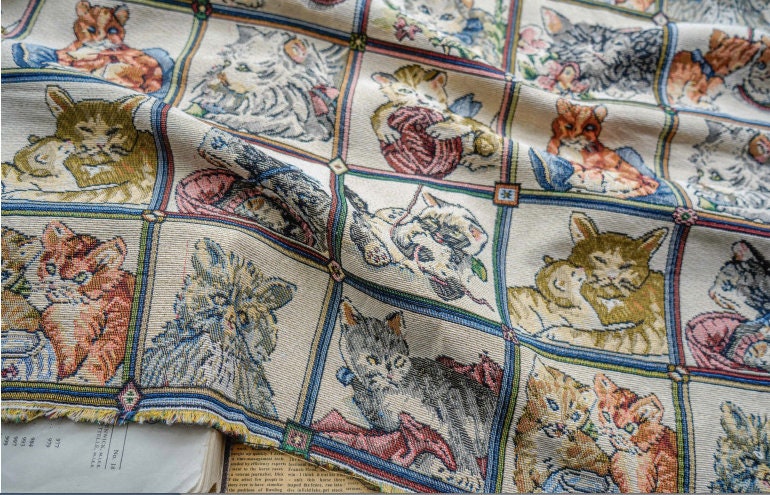 Animal Plaid Jacquard Fabric: 58"W Cotton Polyester Blend