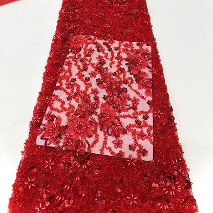 Embroidered Sequin Blossom Lace Fabric: Couture Bridal Appliqu��" Wide