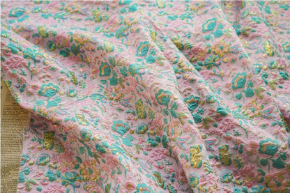 Gold Thread Floral Jacquard Fabric: 56" Wide, Upholstery & Costume