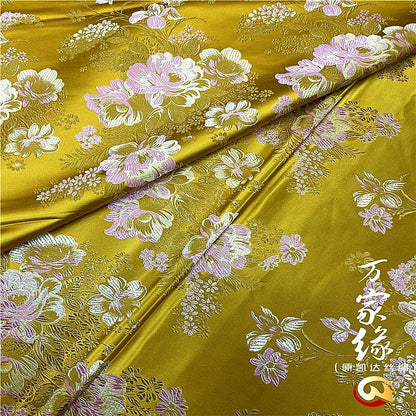 Peony Silk Brocade Fabric: Jacquard Mulberry Damask (29.5"W)