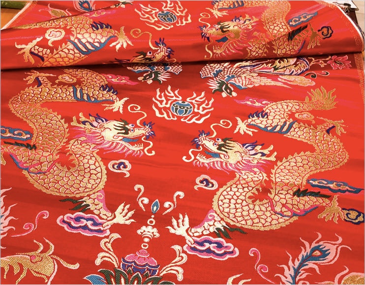 Dragon and Phoenix Brocade Fabric: Auspicious Wedding Robe Material