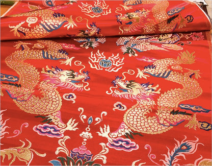 Dragon and Phoenix Brocade Fabric: Auspicious Wedding Robe Material