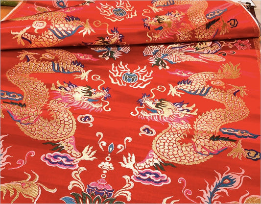 Dragon and Phoenix Brocade Fabric: Auspicious Wedding Robe Material
