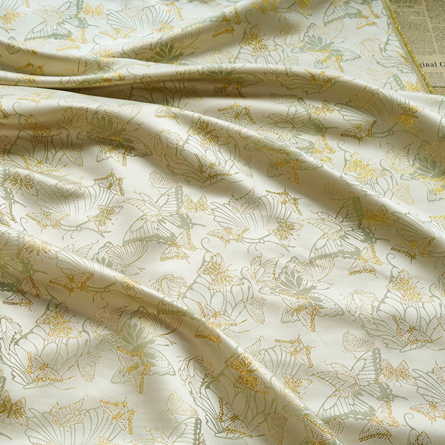 Gold Butterfly Jacquard Fabric: 59"W Costume Dress Material