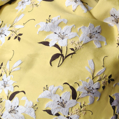 Reversible Jacquard Fabric: 3D Floral Lily Embossed Woven, 55"W
