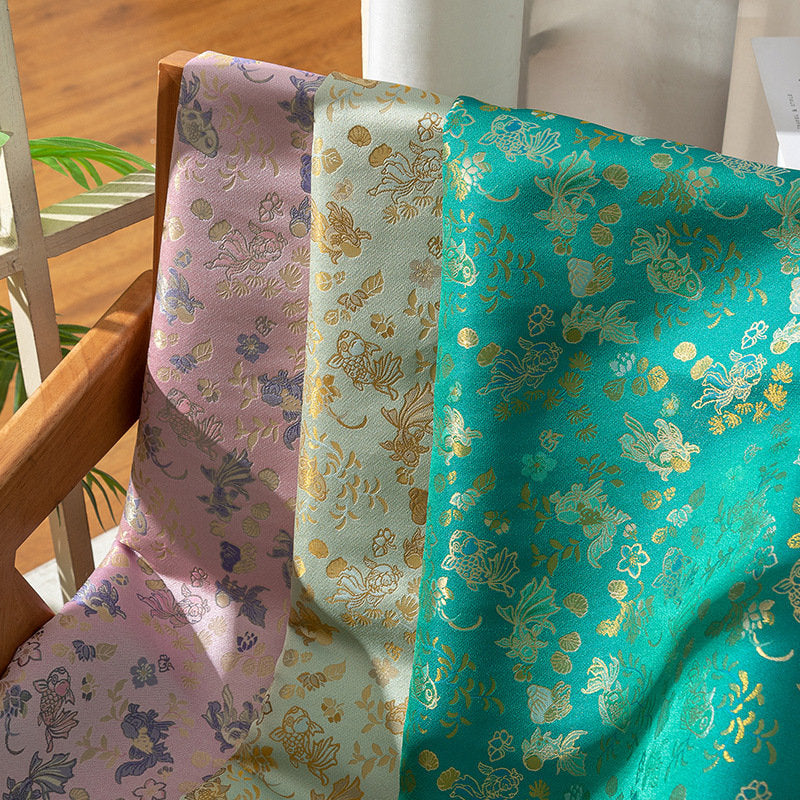 Goldfish Brocade Fabric: 59"W Rayon Blend for Cheongsam, Decor & Sewing