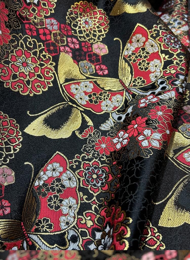 Nishijin Brocade Fabric: Japanese Butterfly Flower Style (by the meter)