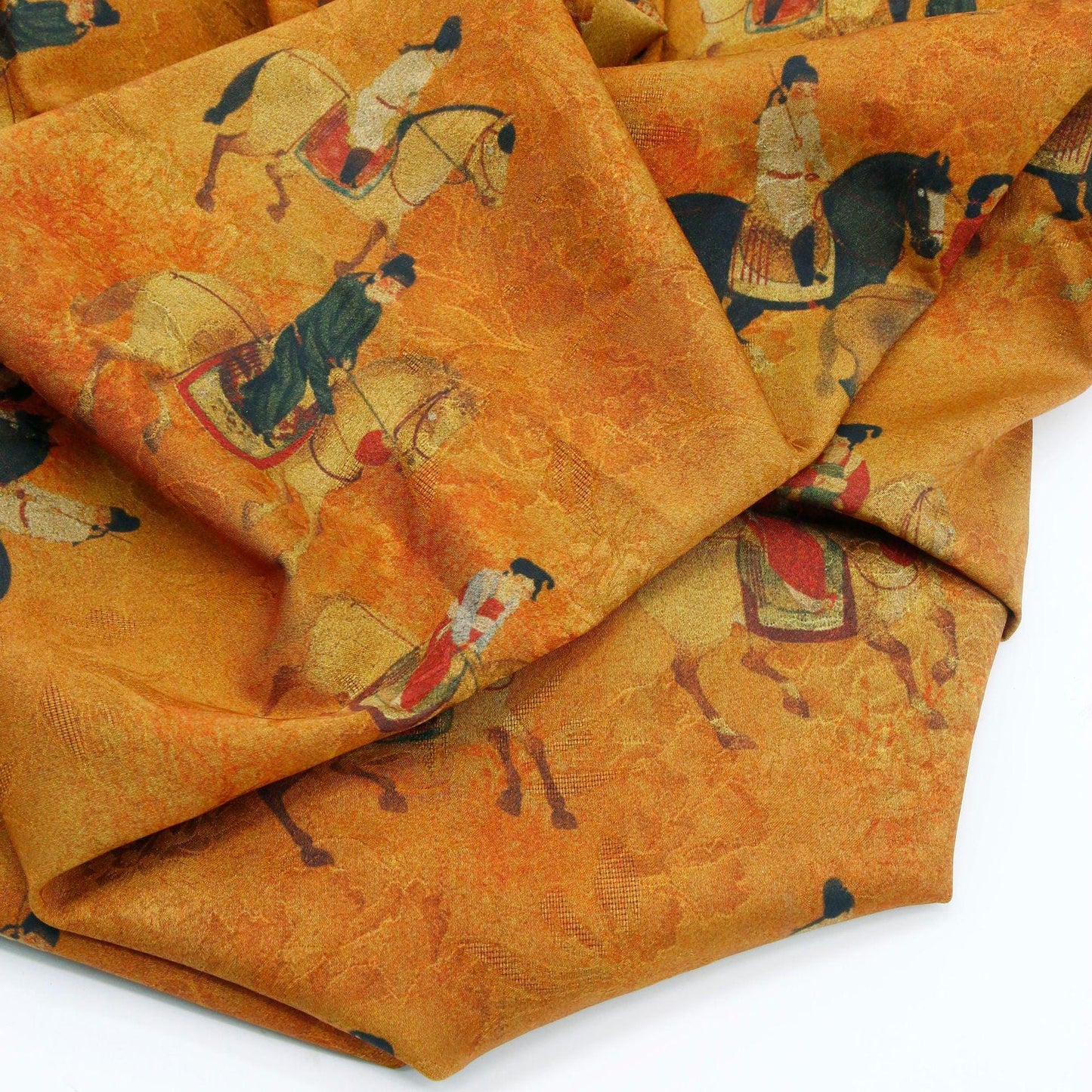 Chinese Painting Silk Satin Fabric: Gambiered Canton Gauze (59"W)