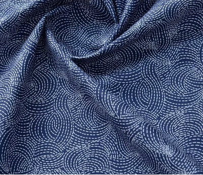 Japanese Cotton Fabric: Blue Koi Fish Print, Sewing & Upholstery