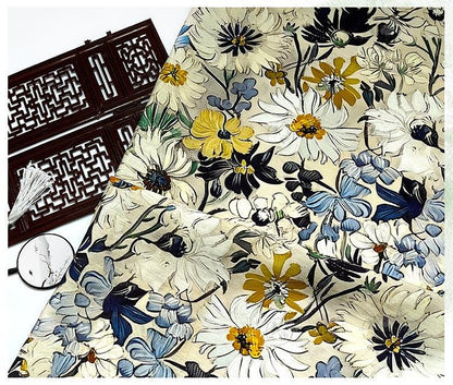 Luxury New Chinese Style Floral Cotton Brocade Fabric ��� Digital Print Oriental Textile - By The Met"Wide