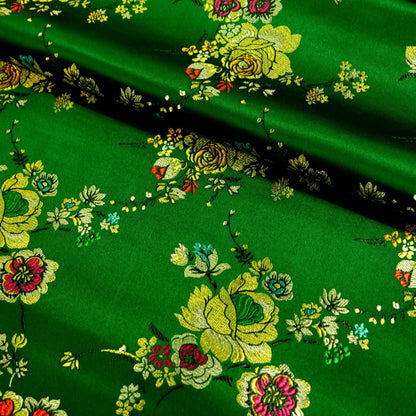 Floral Brocade Fabric: Turquoise Cheongsam Qipao Sewing Material (45"W)