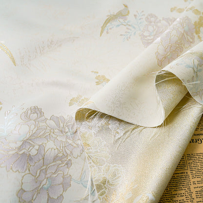 Gold Thread Floral Jacquard Fabric: 62" Wide Rayon Blend - Poppylollipop