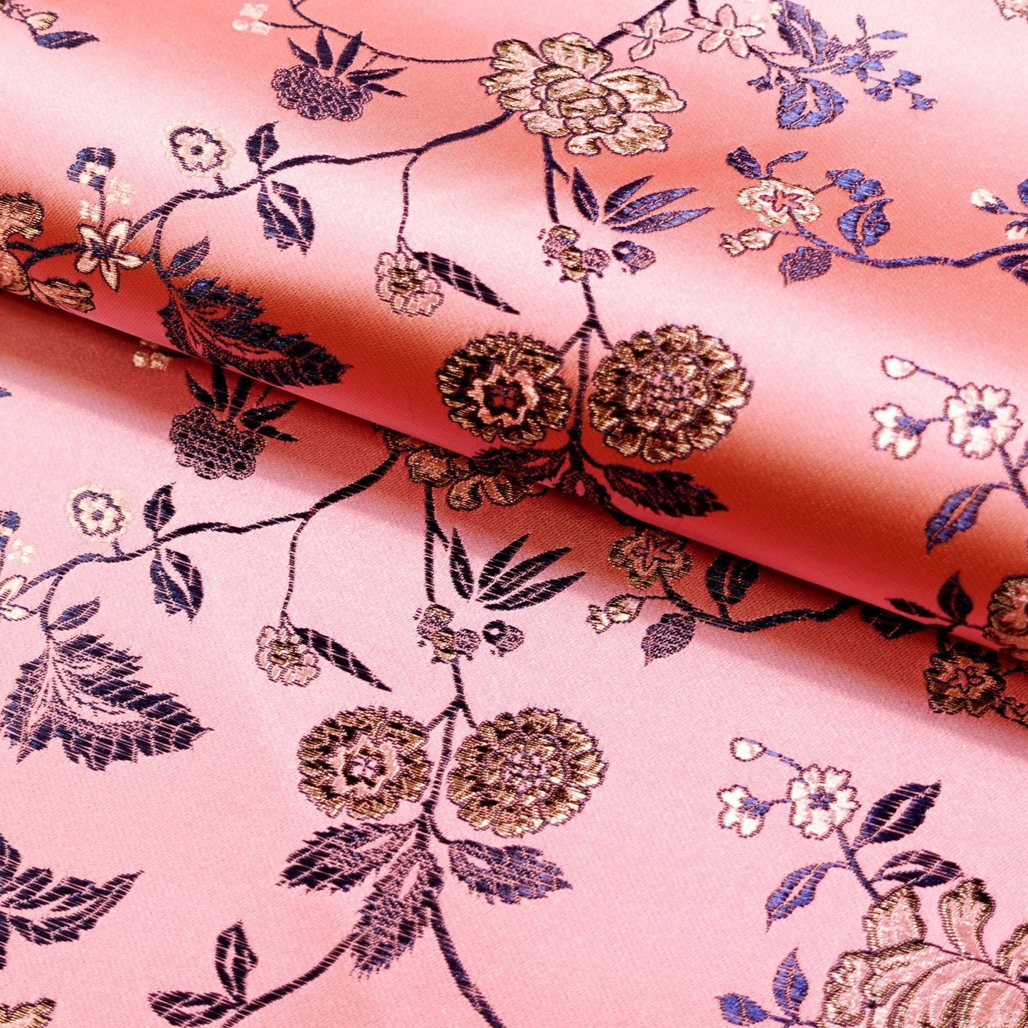 Floral Brocade Fabric: Chinese Ridge Flower Rayon Nylon Blend, 45" Wide