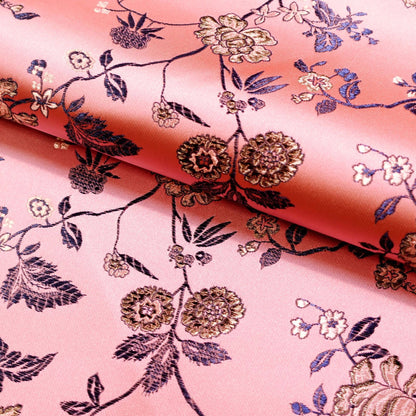 Floral Brocade Fabric: Chinese Ridge Flower Rayon Nylon Blend, 45" Wide