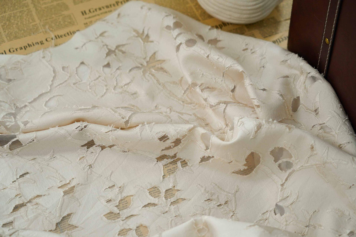 Flower Gauze Jacquard Fabric: Sheer Upholstery, Curtain Sewing Fabric (By Meter)