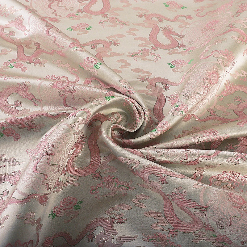 Tissu brocart de soie Panlong Dragon de 45 pouces de large : Cheongsam impérial tibétain