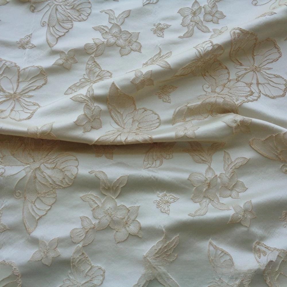 Gold Embroidered Jacquard Fabric: 57"W Luxury Upholstery, Costume, & Decor