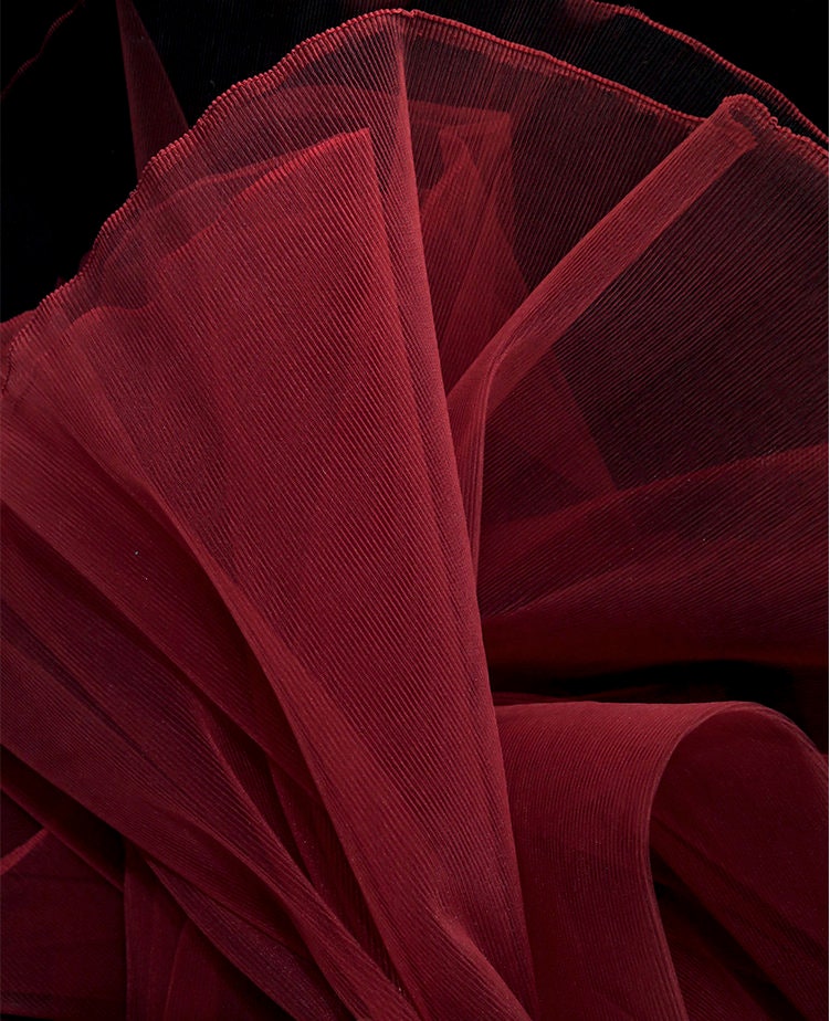 Pleated Organza Fabric: Stiff Texture Designer Material, 62" Wide