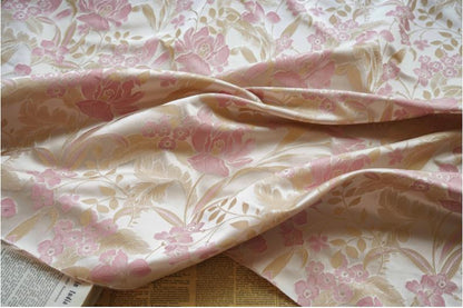 Lotus Brocade Satin Fabric: 60" Wide Chinese Style Sewing Material