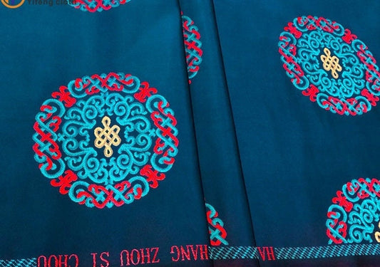 Fu Lu Shou Brocade Fabric: Multicolor Cheongsam Qipao Material