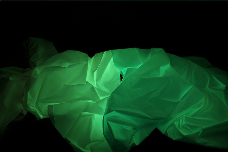 Midnight Green Luminous Fabric: Waterproof Retro-Reflective Polyester (59"W)