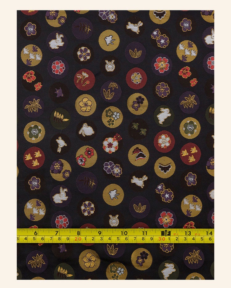 Japanese Nishijin Easter Bunny Brocade Fabric: Silk Rayon Jacquard