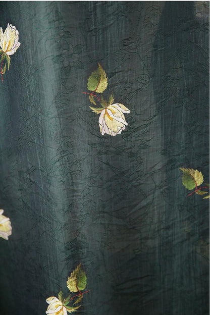 Tissu Tencel Ramie : Tissu à coudre imprimé roses, largeur 150 cm