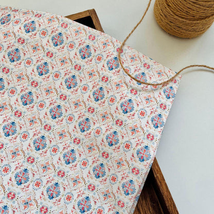 Floral Cotton Fabric: 60s Style Print, 59" Wide, Quilting Sewing