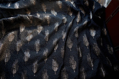 Gold Feather Jacquard Brocade Fabric: 55" Wide Upholstery Sewing Material