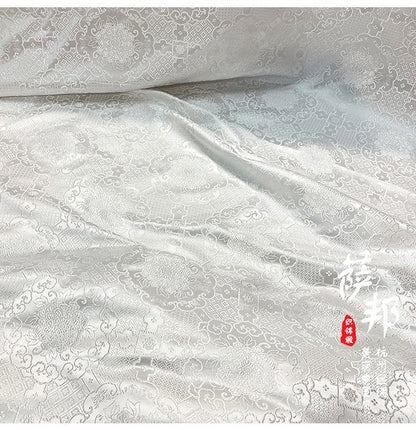 Black & White Metallic Silk Brocade Fabric: Traditional Upholstery, Quilting - By The Meter