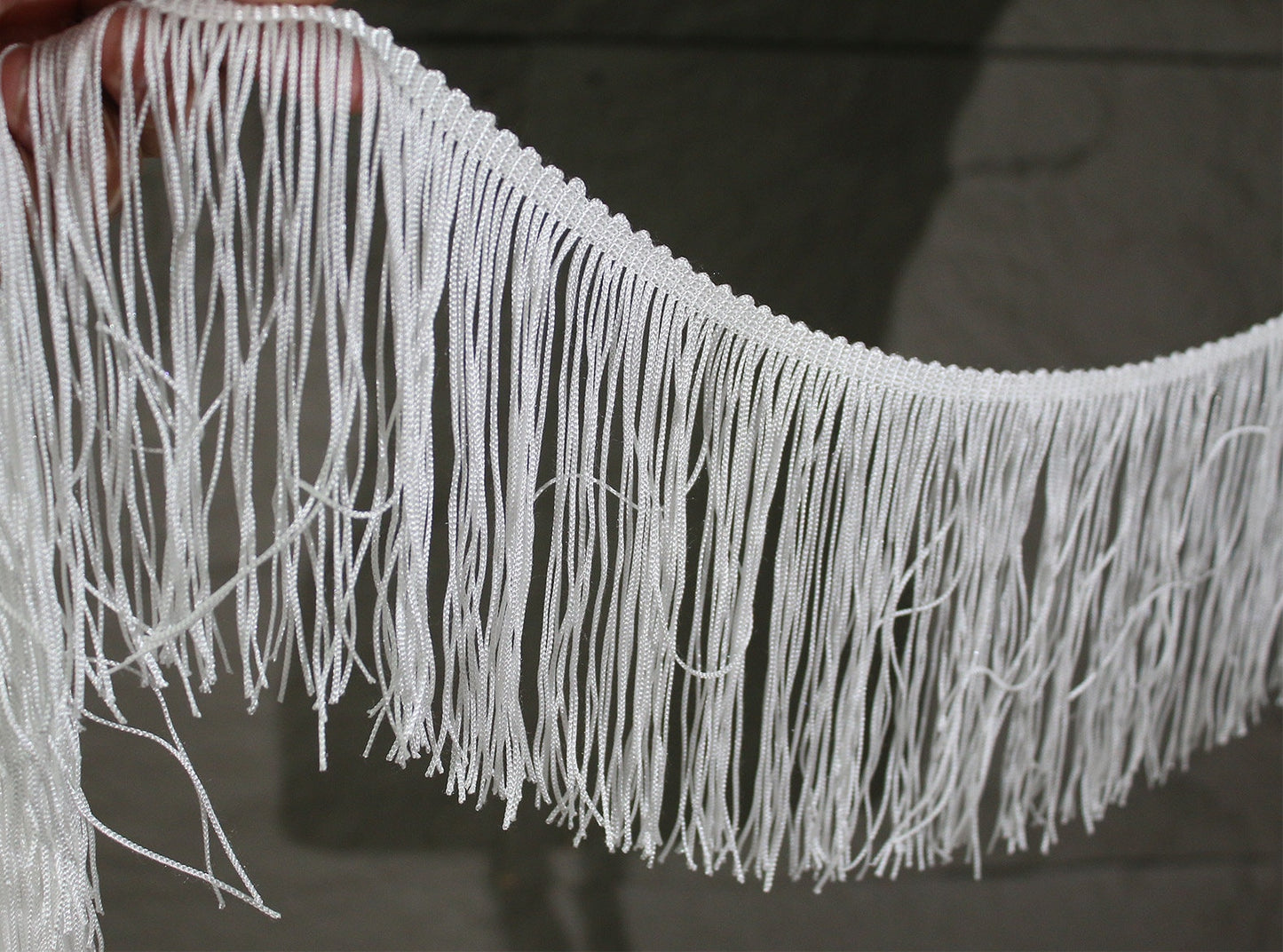 White Tassel Fringe Fabric: Polyester Lace Trim, DIY Decor - 5.9" Wide