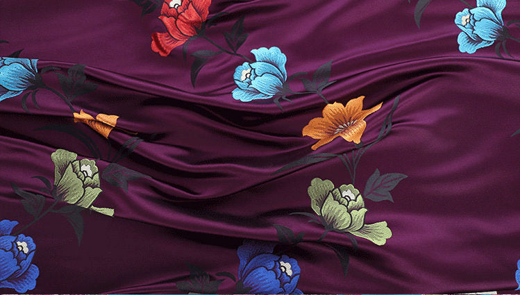 Rose Floral Jacquard Satin Fabric: Tibetan Robe, Upholstery (29.5"W)