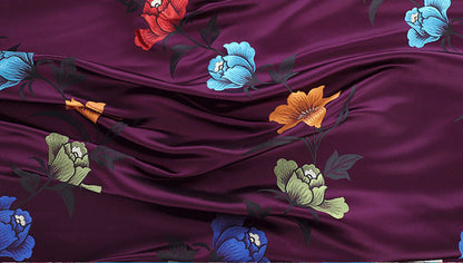 Rose Floral Jacquard Satin Fabric: Tibetan Robe, Upholstery (29.5"W)